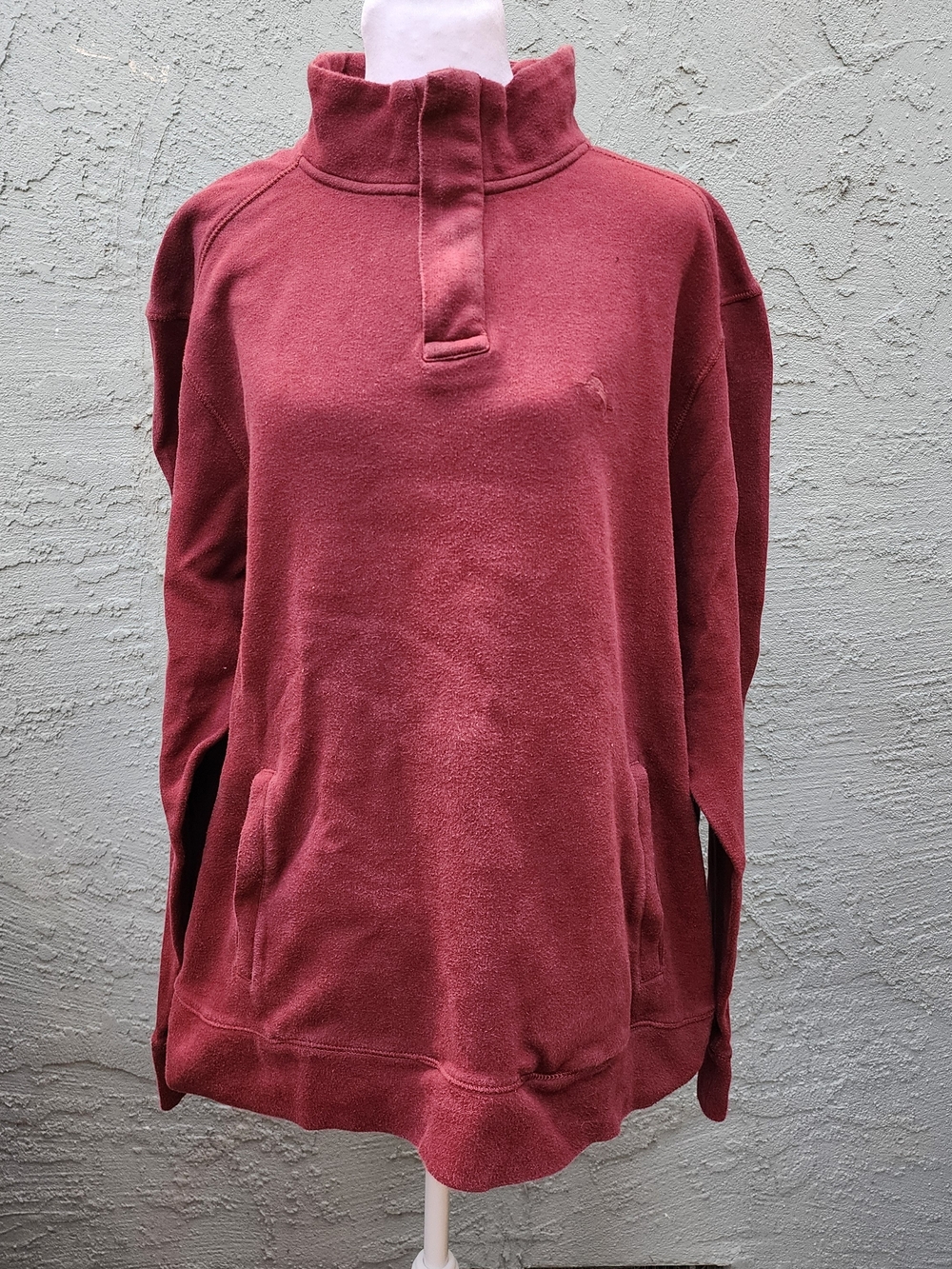 Tommy Bahama Burgundy Snap Button Pullover Mock Neck Sweatshirt [L]